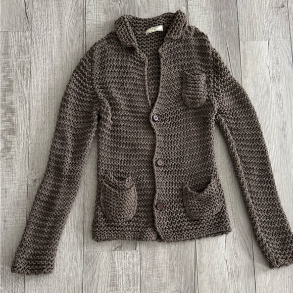 Zara Men's Charcoal Knit Cardigan knitted blazer, Sz L - Picture 7 of 8